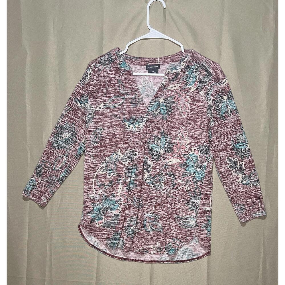 Van Heusen Women's Floral Patterned Long Sleeve Blouse, Medium